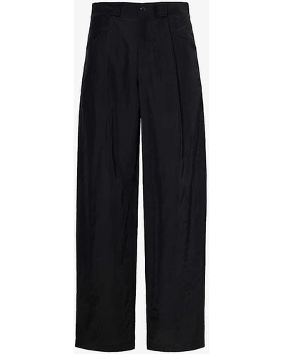 Giorgio Armani Relaxed-fit Straight-leg Woven-blend Trousers - Blue
