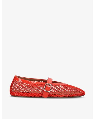 Alaïa Ballerina Cut-out Faux-leather Courts - Red