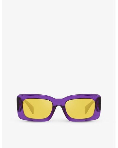 Versace 0ve4444u Branded-arm Rectangle-frame Acetate Sunglasses - Purple