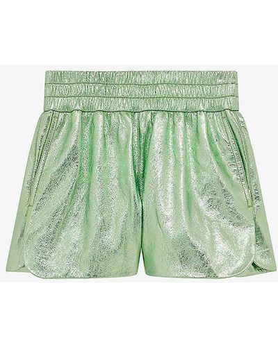 IRO Sultan Elasticated-waist Metallic-leather Shorts - Green