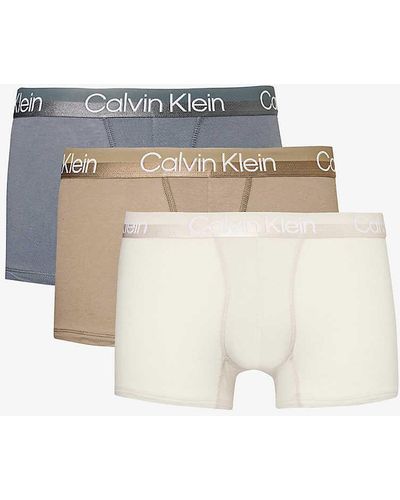 Calvin Klein Pack Of Three Recycled Cotton-blend Trunks Xx - White