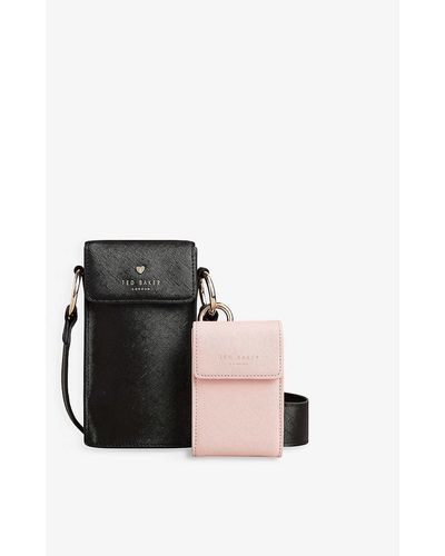 Ted Baker Shamih Heart-stud Faux-leather Pouch And Card Holder - Black