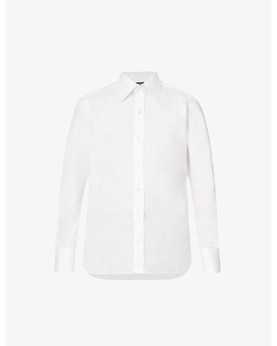 Tom Ford Straight-yoke Spread-collar Slim-fit Cotton-poplin Shirt - White