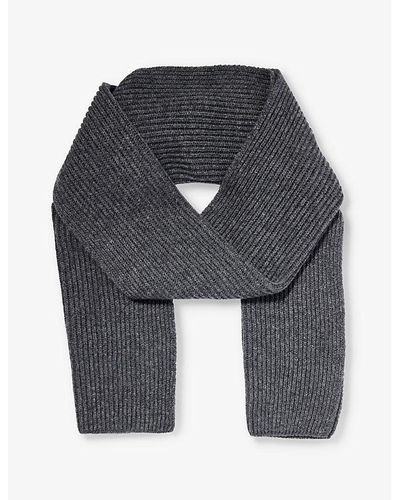 Johnstons of Elgin Ribbed Cashmere Scarf - Gray