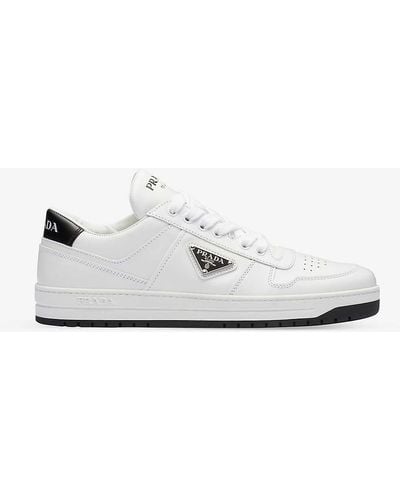 Prada Downtown Brand-plaque Leather Low-top Trainers - White