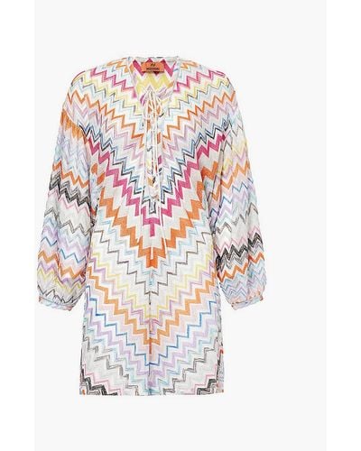Missoni Chevron-pattern Relaxed-fit Woven Cover-up - White