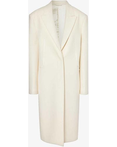 Givenchy Padded-shoulder Peak-lapel Wool Coat - White