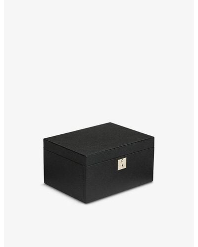 Smythson Panama 3-drawer Leather Jewelry Box - Black