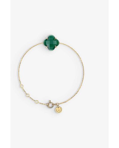 The Alkemistry Morganne Bello Clover 18ct Yellow-gold And Green Agate Bracelet - White