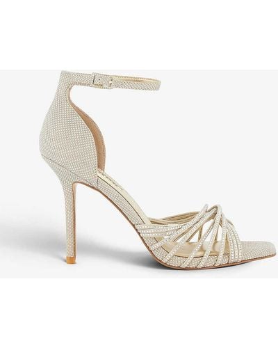 Dune Malorie Rhinestone-embellished Woven Heeled Sandals - White