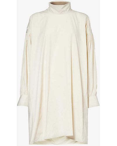 Bottega Veneta Compact High-neck Cotton-blend Midi Dress - White