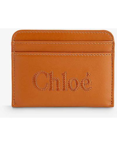 Chloé Logo-pattern Leather Cardholder - Orange