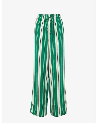 Whistles Bridget Stripe-pattern Maxi-length Woven Pants - Green