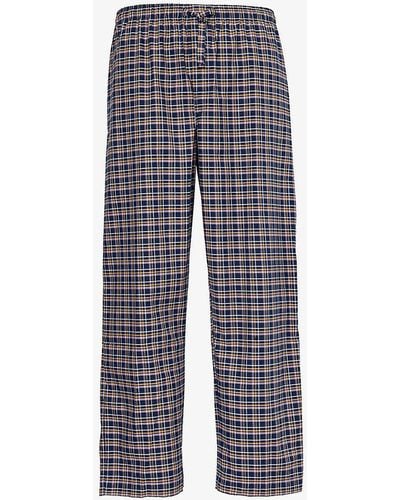 Derek Rose Barker Checked Cotton Pyjama Trousers - Blue