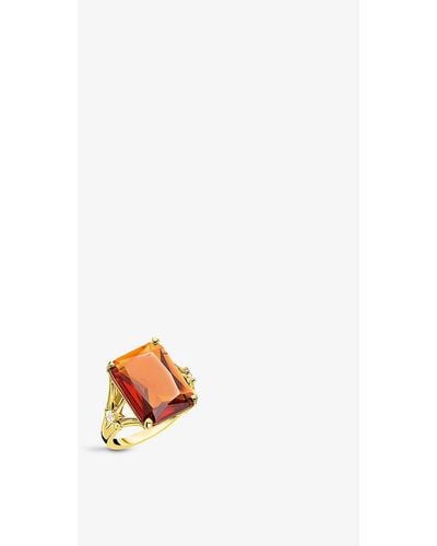 Thomas Sabo Magic Stones 18ct Yellow Gold-plated Sterling-silver And Zirconia Cocktail Ring - Orange