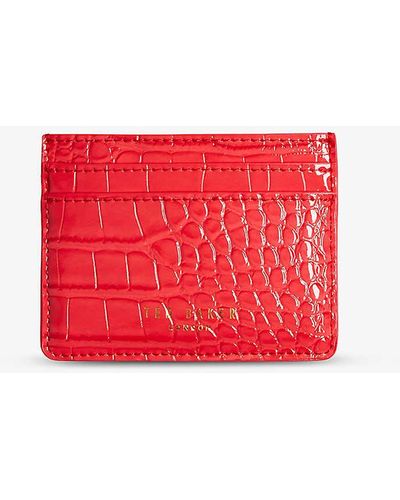 Ted Baker Valanne Logo-embossed Croc-effect Faux-leather Card Holder - Red