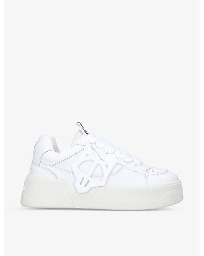 Naked Wolfe Kosa Wolfe-appliqué Low-top Leather Sneakers - White