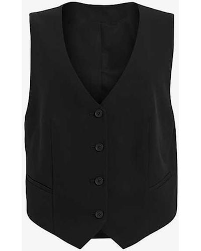 AllSaints Aleida V-neck Sleeveless Stretch-woven Waistcoat - Black