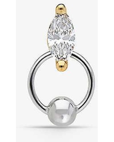 Delfina Delettrez Two In One 18ct Yellow-gold And 0.08ct Marquise Diamond Stud Earring - White