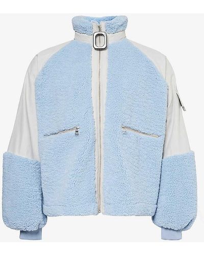 JW Anderson Contrast-panel Fleece-texture Woven Jacket X - Blue