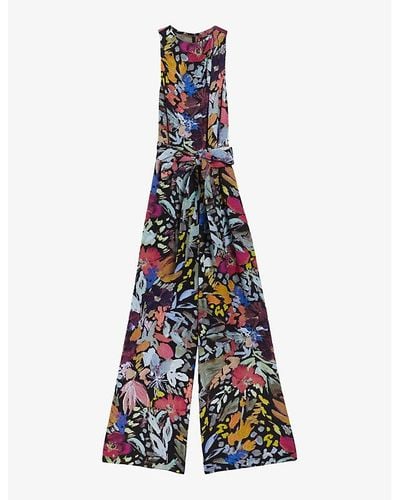 Ted Baker Orta Floral-print Woven Jumpsuit - Blue