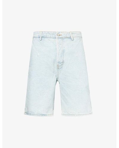 NAHMIAS Bleach Stone Slip-pocket Denim Shorts - Blue