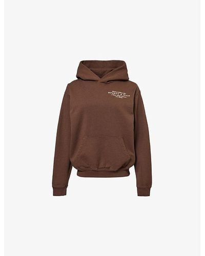 Sporty & Rich Slogan-print Relaxed-fit Cotton-jersey Hoody - Brown