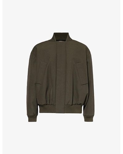 Fear Of God Stand-collar Boxy-fit Wool And Cotton-blend Jacket - Green