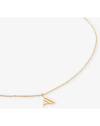 Monica Vinader A-initial Art-deco 14ct Solid-gold Necklace - Natural