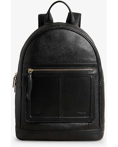 Ted Baker Nishay Zip-pocket Grained Leather Backpack - Black