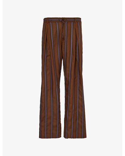 Wales Bonner Chorus Striped Relaxed-fit Wool Pants - Brown