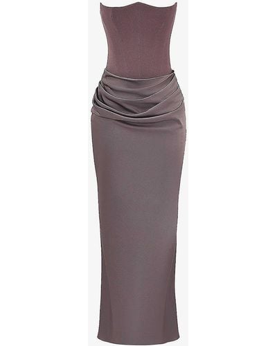 House Of Cb Persephone Strapless Corset Woven Maxi Dress - Purple