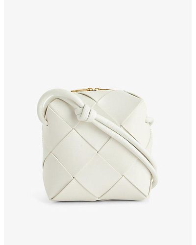 Bottega Veneta Camera Intrecciato Mini Leather Cross-body Bag - White