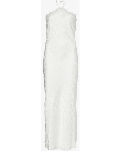 Stella McCartney Floral-pattern Halterneck Woven Midi Dress - White