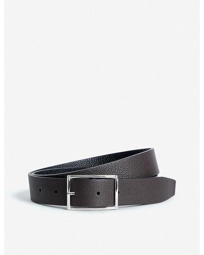 Anderson's Grained Leather Reversible Belt - White
