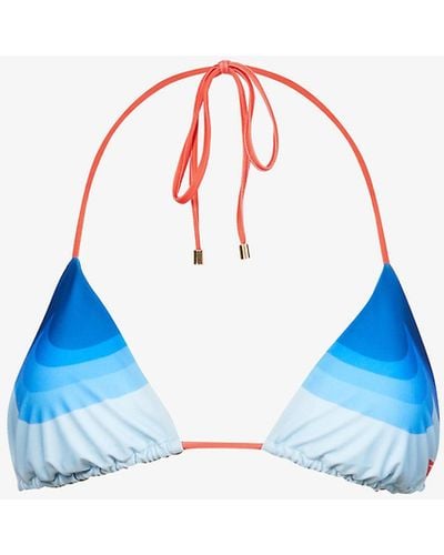 Casablancabrand Wave-print Triangle Bikini Top - Blue
