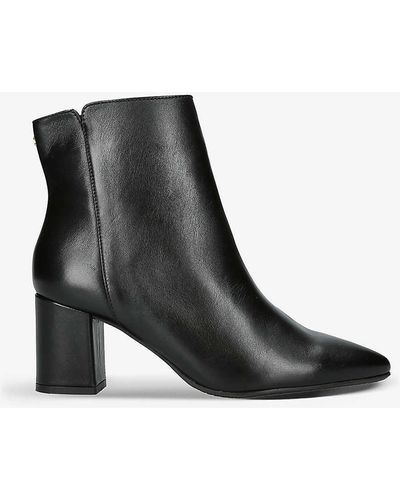 Carvela Kurt Geiger Melody Brand-embossed Leather Heeled Ankle Boots - Black