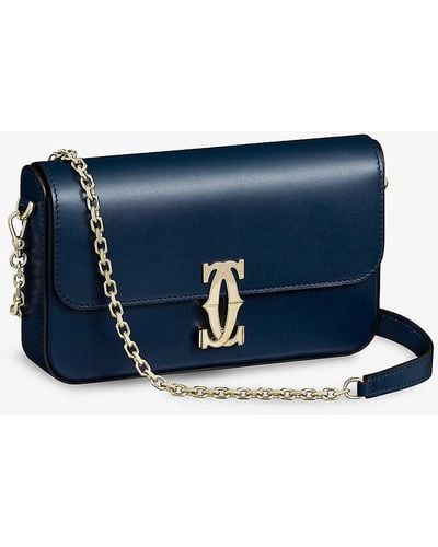 Cartier C De Mini Leather Shoulder Bag - Blue