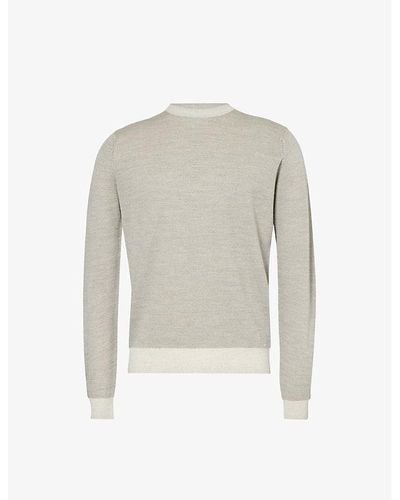 John Smedley Round-neck Textured Merino-wool Knit Sweater - White