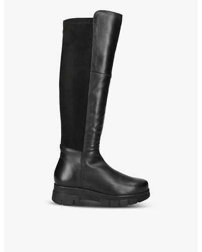Carvela Kurt Geiger Run Contrast-panel Leather Knee-high Boots - Black