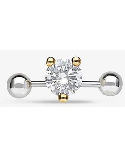 Delfina Delettrez Two In One 18ct Yellow-gold And 0.165ct Diamond Stud Earring - White