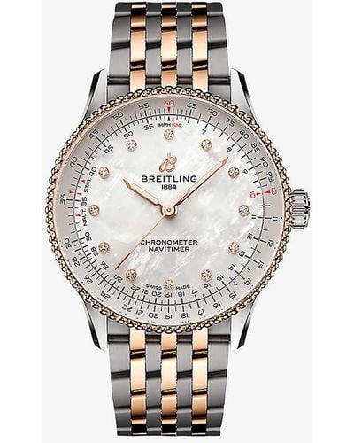 Breitling Unisex U17327211a1u1 Navitimer 36 18ct Red Gold-plated Stainless-steel Automatic Watch - White