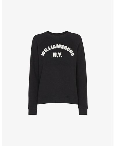 Whistles Williamsburg Logo-embroidered Long-sleeve Cotton Sweatshirt - Black