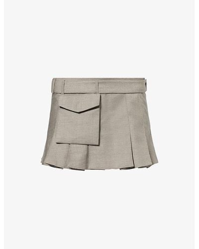 AYA MUSE Mia Patch-pocket Wool-blend Mini Skirt - Grey