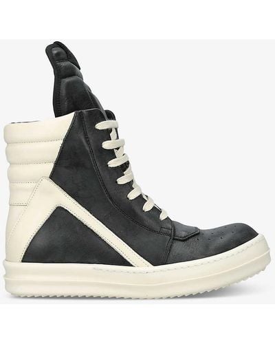 Rick Owens Geobasket Lace-up Leather High-top Trainers - White