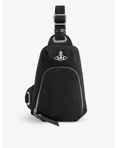 Vivienne Westwood Sling Logo-plaque Recycled-nylon Cross-body Bag - Black