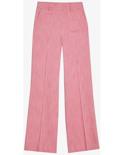 Ted Baker Hirokot Pressed-crease Wide-leg High-rise Woven Trousers - Pink