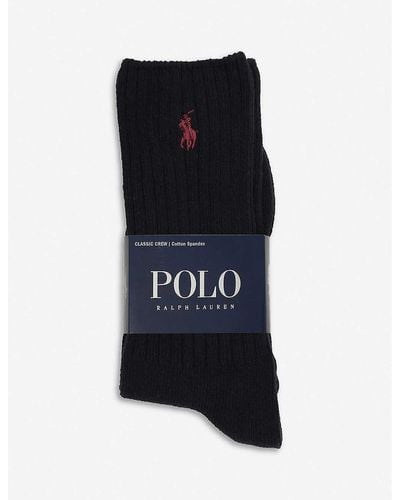 Polo Ralph Lauren Ribbed Cotton-blend Socks - Black