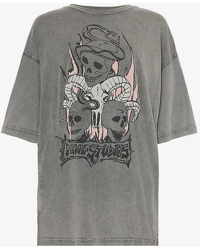 Acne Studios Edra Graphic-print Cotton-jersey T-shirt - Grey
