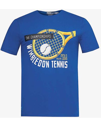 Polo Ralph Lauren X Wimbledon Brand-print Relaxed-fit Cotton-jersey T-shirt - Blue